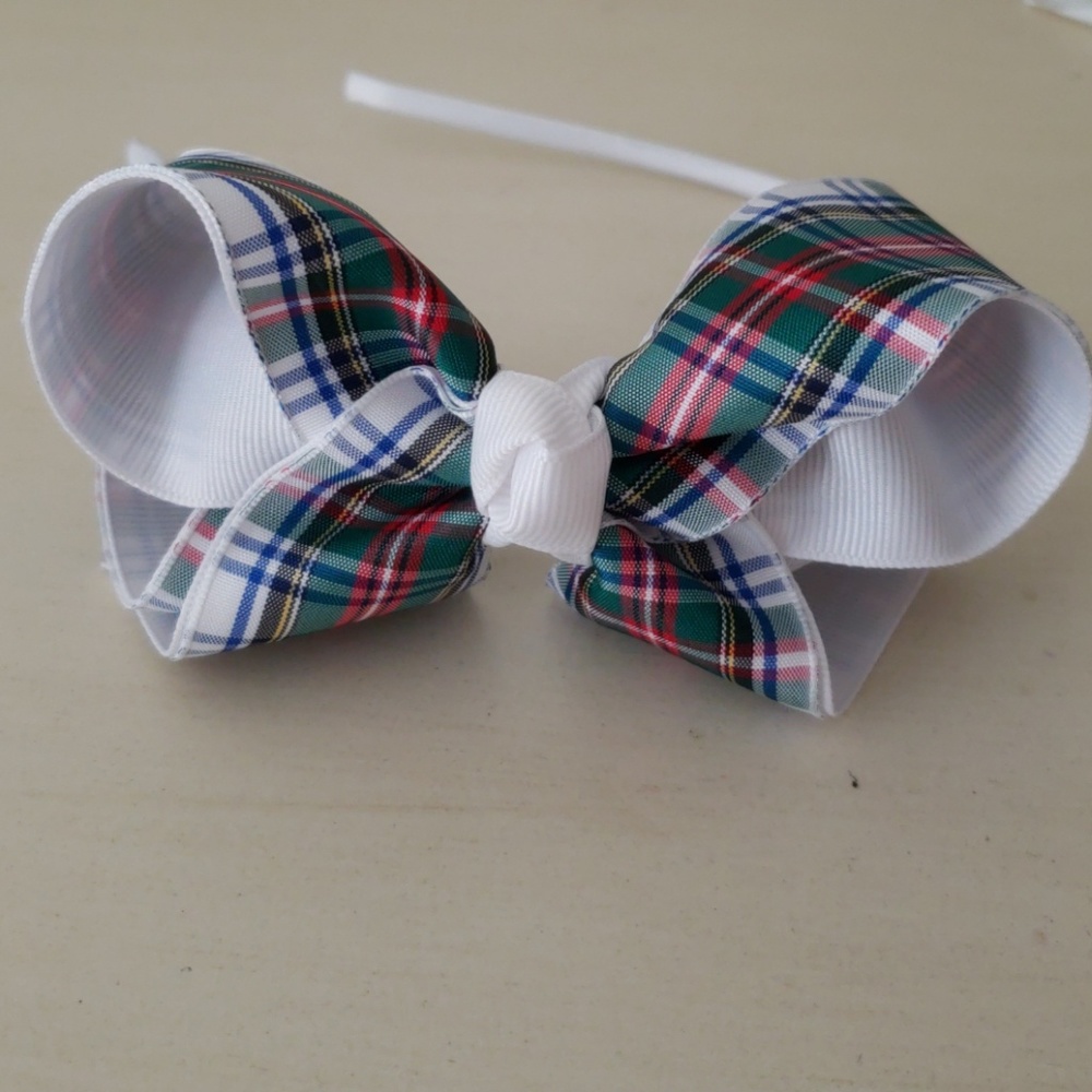 White plaid headband